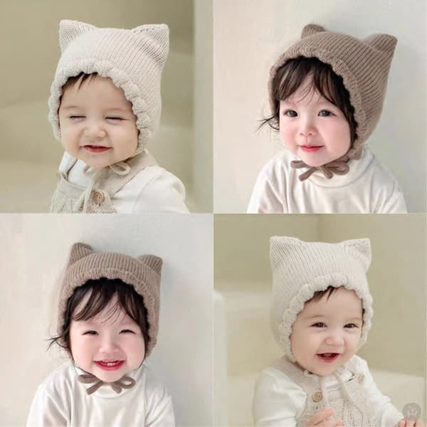 Neulottu hattu, cap KHAKI khaki
