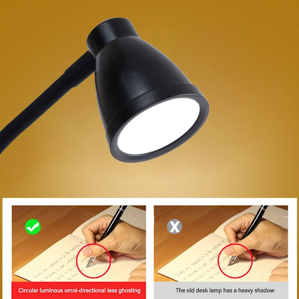 LED USB Clip Skrivebordslampe SORT black