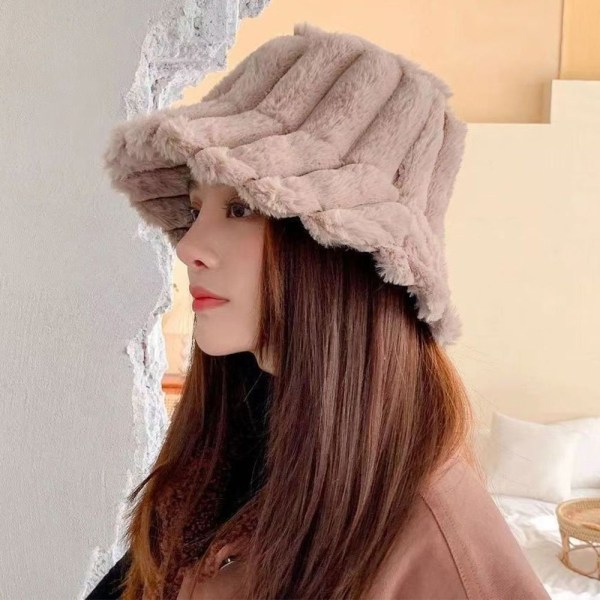 Plysj bøttehatt Fisherman Cap BEIGE Beige