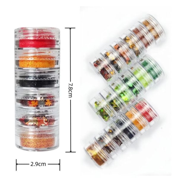 2Packs Holografinen Nail Art Glitter Glitter Syksyn paljetteja 1 1 1