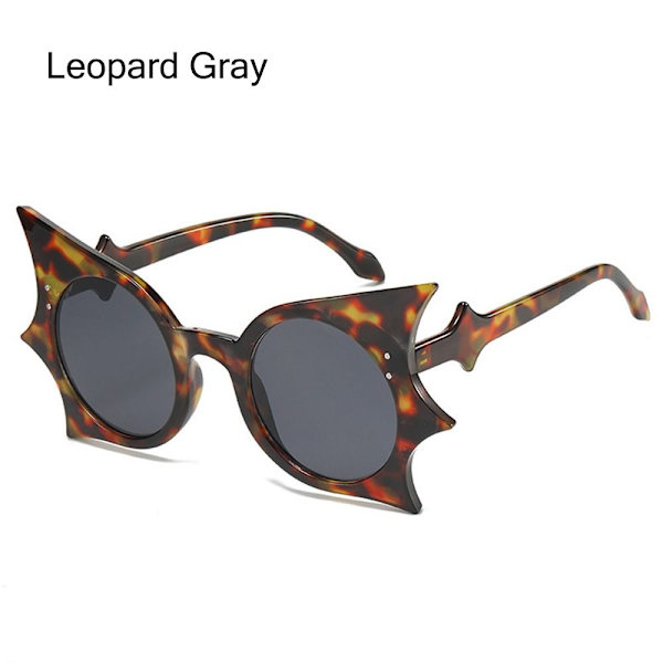 Fladdermusformade solglasögon Halloween glasögon LEOPARD GRÅ LEOPARD Leopard Gray