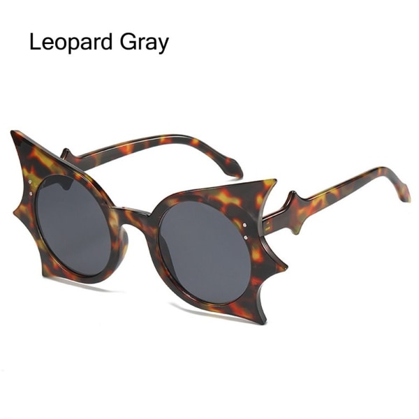 Flaggermusformede solbriller Halloween-briller LEOPARD GRÅ LEOPARD Leopard Gray