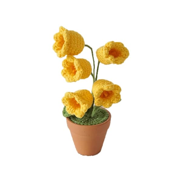 Bell Orchid Simulerad grön växt GUL yellow