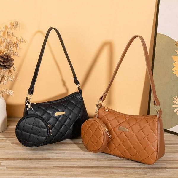 Taske med Pouch Underarm Taske BRUN brown