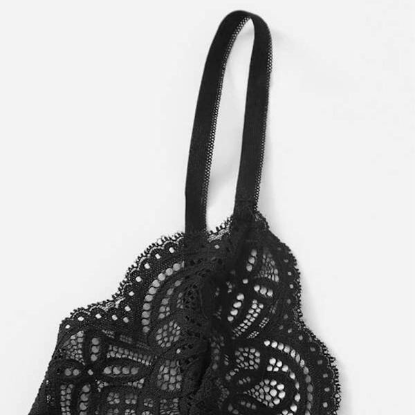 Trepunktsundertøj Split Piece Lingeri SORT L black L
