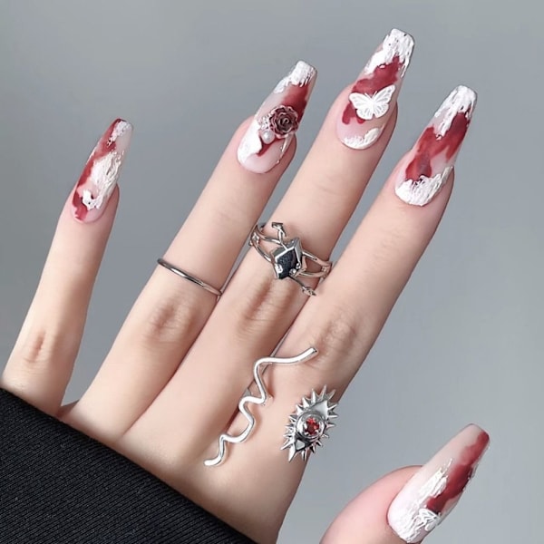 24 kpl Fake Nails pitkät ranskalaiset Z-61 Z-61 Z-61