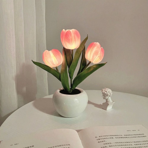 LED Tulip Bordlampe Kunstig Blomst ROSA pink