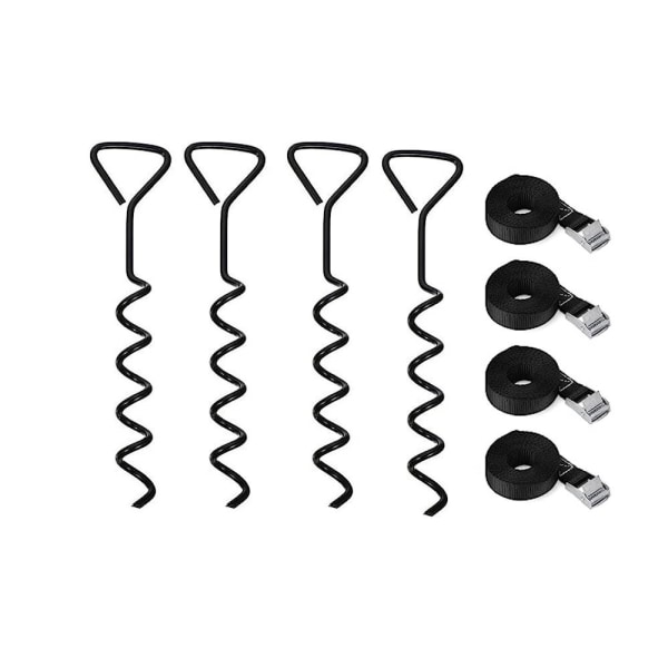 4 st/ set Spiral Ground Anchor Kit studsmatta Anchor Ground Pegs black