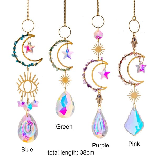 Sun Catchers Crystal Moon Shape BLÅ blue