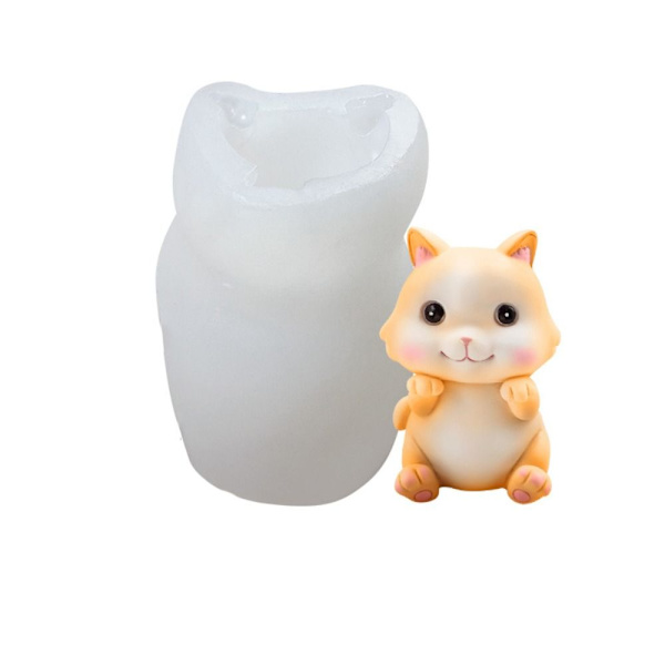 3D Cat Candle Form 3D Art voksform 1 1 1