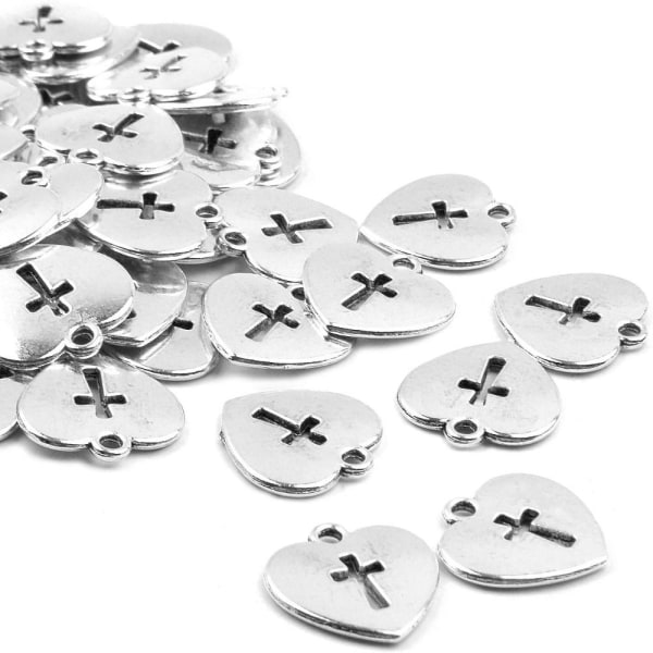 100st Hjärtkorshängen Cross Charms Hjärtakorsberlocker