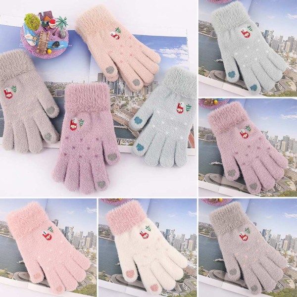 Vinterhansker Strikkevotter Snowman Fluffy Touch Screen blue