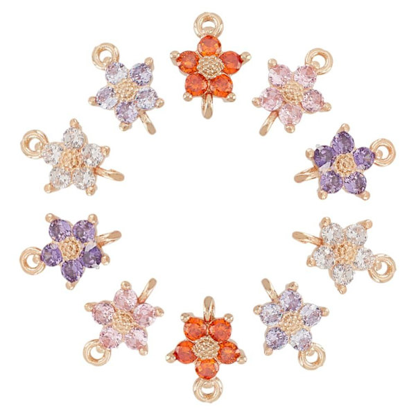 10 st Flower Link-kopplingar Cubic Zirconia Link-kopplingar