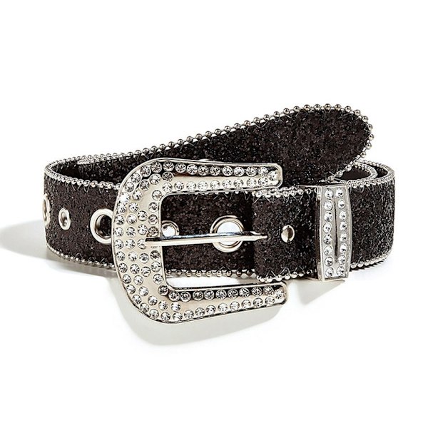 Rhinestone bælte linning SORT Black