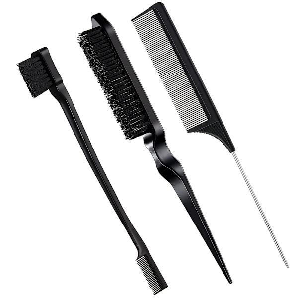 3 kpl Slick Brush Set Harjas Bristle Hiusten Harja MUSTA black