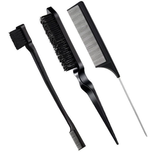 3 Stk Slick Brush Set Bristle Hair Brush GUL yellow