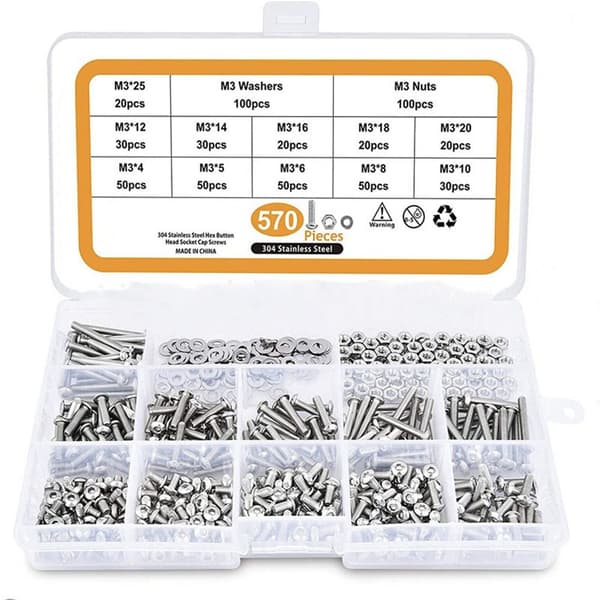 570 STK Hex Socket Cap Bolts Knaphovedskruer Rustfrit stål
