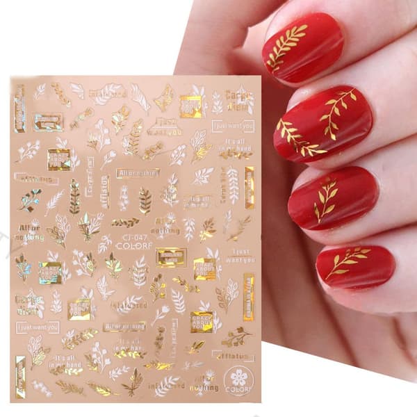 Nagelstickers 3D Bronzing Blommor CJ-049 CJ-049