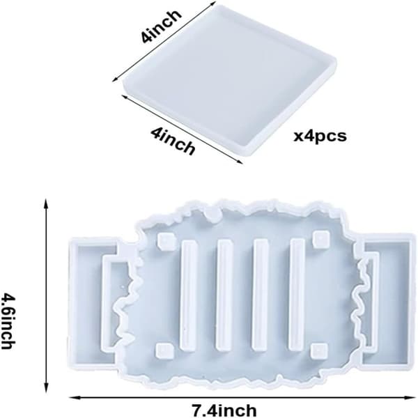 4 kpl Square Coaster molds epoksihartsisilikonille