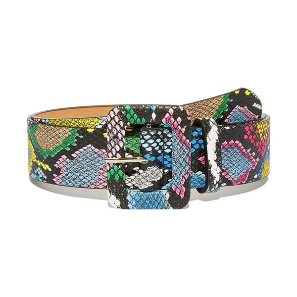 Pin Spänne Bälten Stretch Cummerbunds Snake Print Läder