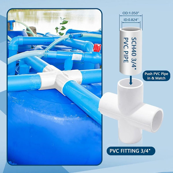 12 stk PVC Fittings PVC Fitting Connector Hjørne Fittings