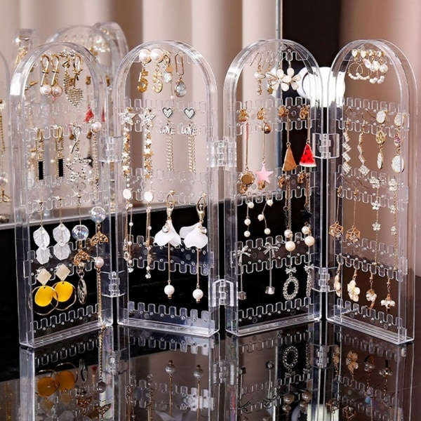 Øreringe Display Holder Øreringe Studs Display Rack transparent 2 Fan-2 Fan