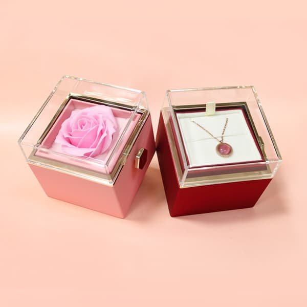 Roterande smyckeskrin Rose presentask ROSA pink