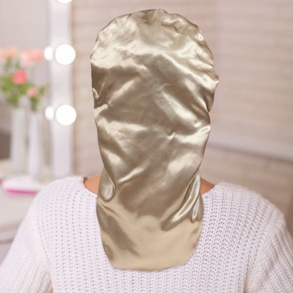 Satin Hårhætte Lang Hovedbeklædning SORT black