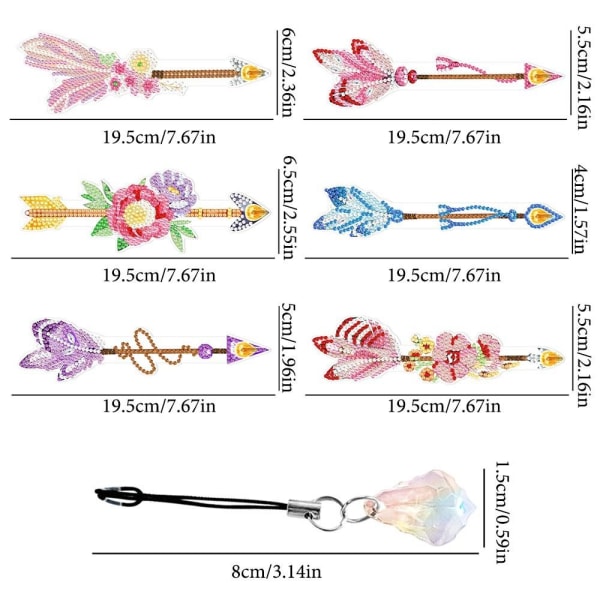 6 STK/Sæt Fjerbogmærke Diamantmaleri Bogmærke 03 03 03