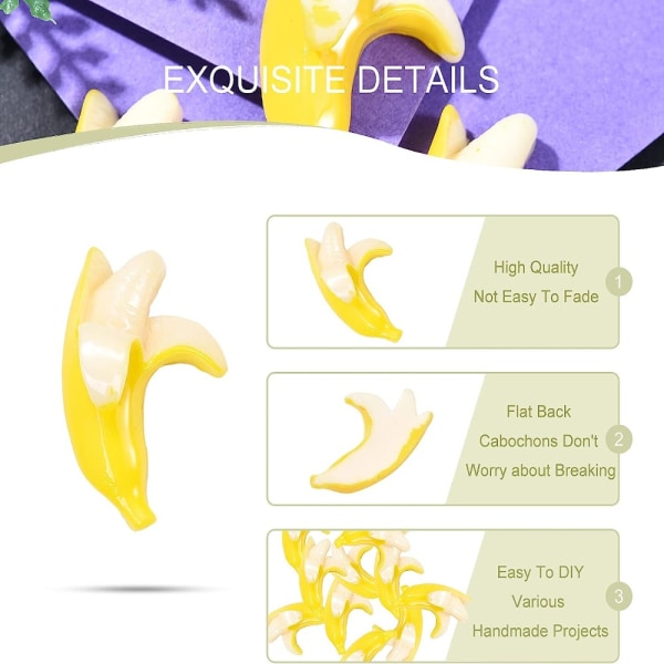 30 kpl Hartsi jäljitelmä banaani Flatback Cabochons Charms
