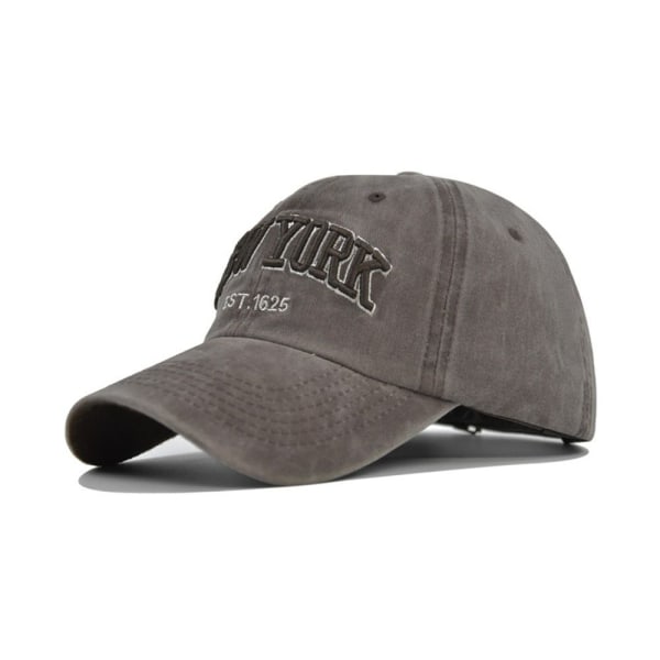 New York Broderi Baseball Caps Distressed Faded Cap KAFFE coffee