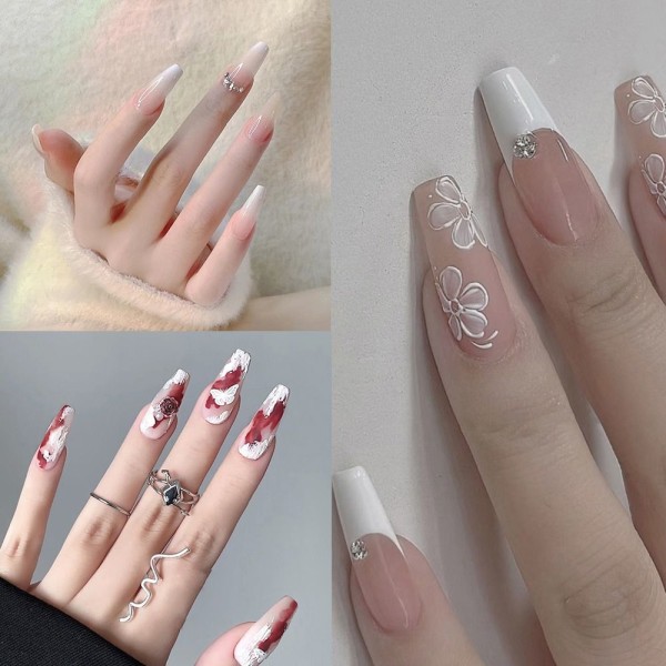 24stk Fake Nails Long French Z-97 Z-97 Z-97