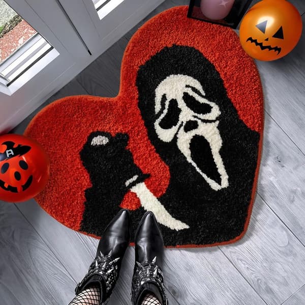 Halloween Absorberende Badetæpper Sort Rød Blød vaskbar gotisk dørmåtte