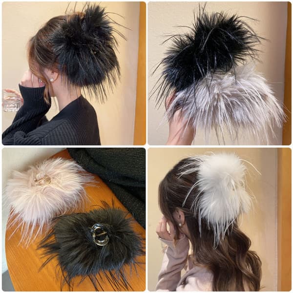 Feather Hair Claw Feather Hårbånd GRÅ A A grey A-A
