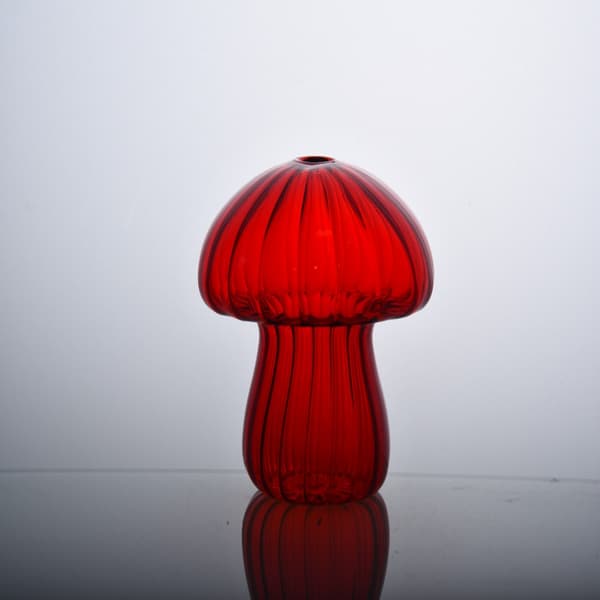 Svampformad blomstervas Transparent glasvas RÖD Red