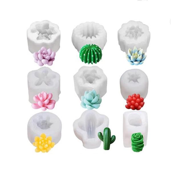 Suckulenta Blomma Form 3D Cacti Candle Form