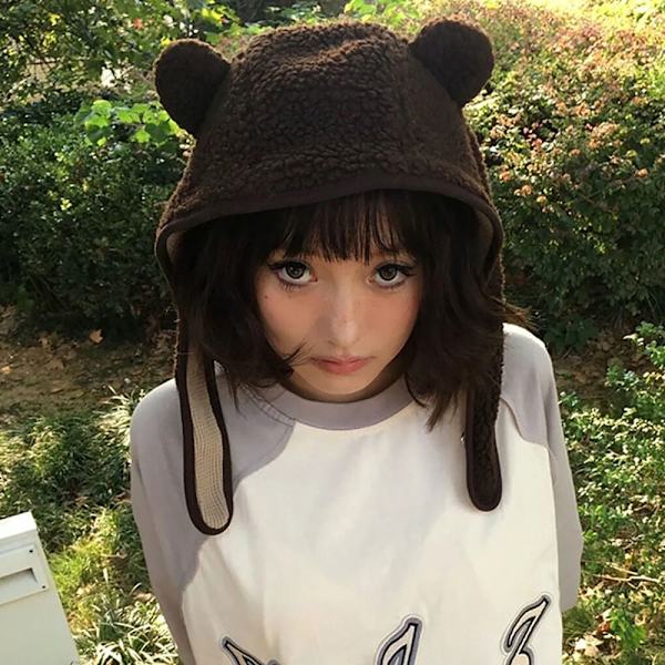 Vinter Beanies Kasketter Bear Pullover Hat SORT BLACK