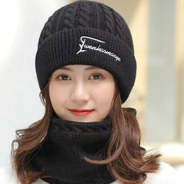 Neulottu hattu Beanie Hat MUSTA black