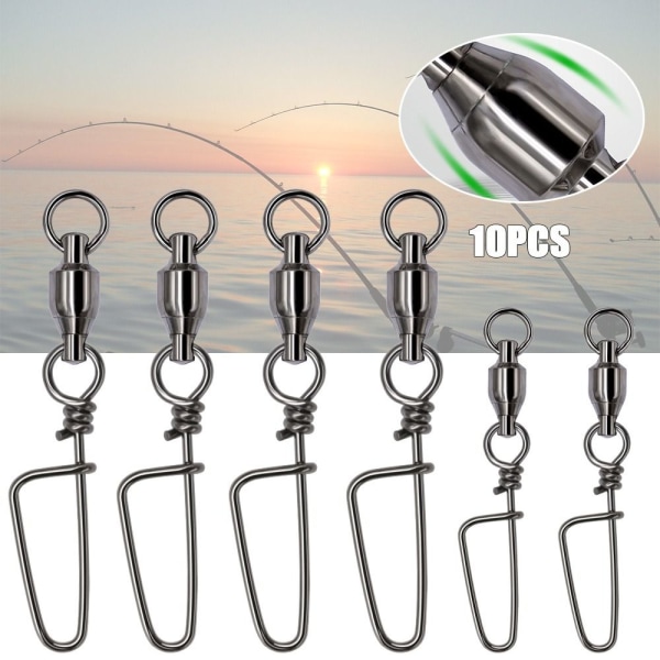 10 stk Fishing Snap Connector med Pin Rolling Swivel 3 3 3