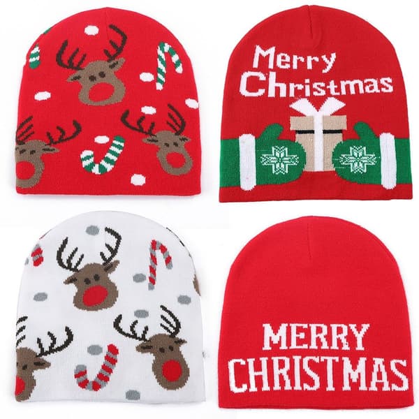 Jul strikket hue Christmas Elk Pullover Hat 3 3 3