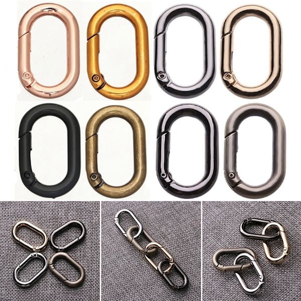 5 stk Fjeder Ovale Ringe Taske Bæltespænder SORT 40MM Black 40mm