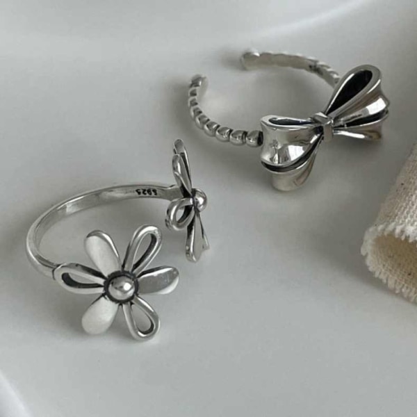 3st Bow Knot Ringar Öppna Ringar BLOMMA-3ST BLOMA-3ST Flower-3pcs