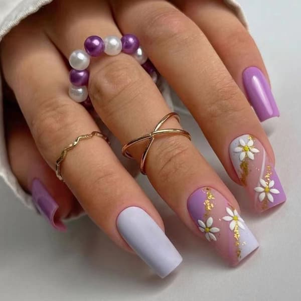 24stk False Nails Long Square French JP2393