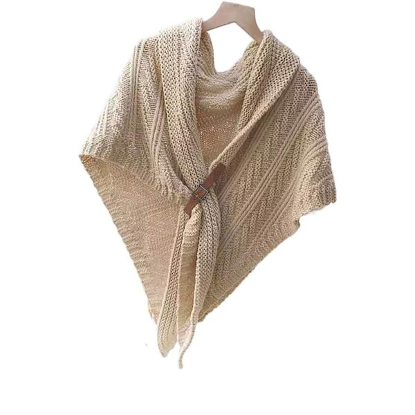 Strikket sjal efterår vinter tørklæde BEIGE Beige