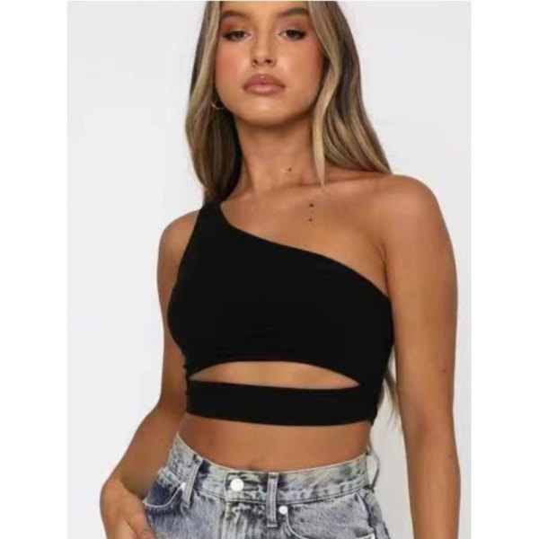 One Shoulder Crop Top Ærmeløs Tank Top M M