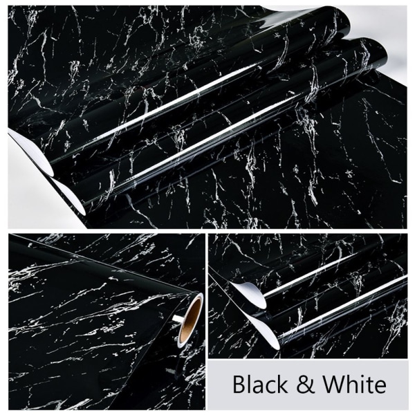 Marmori taustakuva työpöydän tarra huonekalujen kunnostus Black&White 40cm x 3m