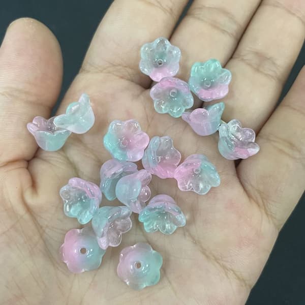 100 stk Trompetimitationsperler Stjernehjerteperler BLÅ blue