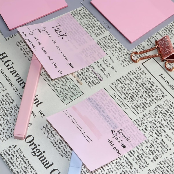 Multibey Transparent Sticky Notepads Rosa självhäftande memo