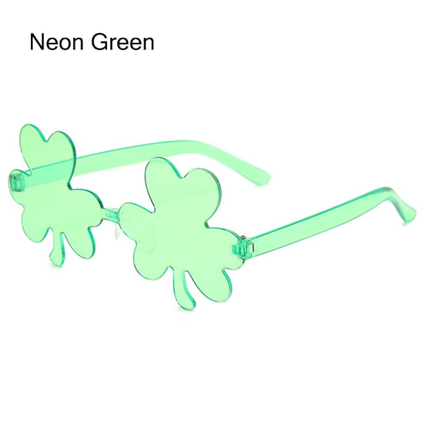 Irish Shamrock Solglasögon Grön Four Leaf Clover Glasögon NEON Neon Green