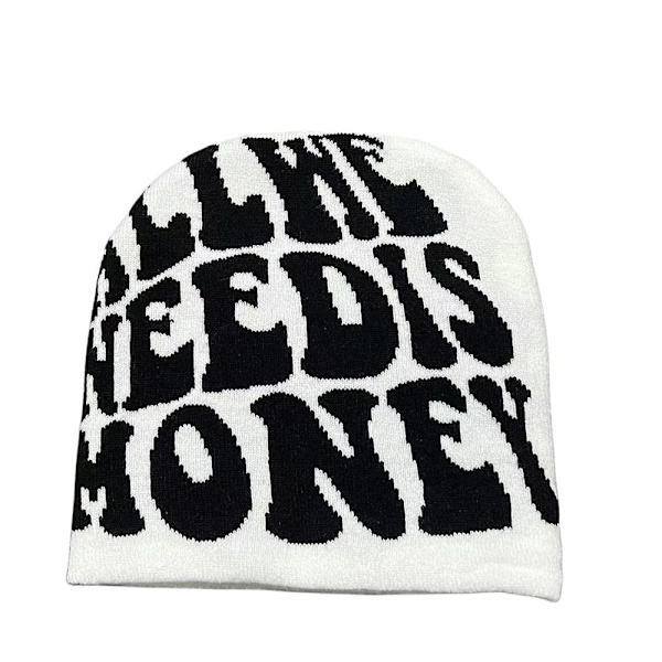 Strikkehue Hue Beanie Bonnet HVID&SORT white&black